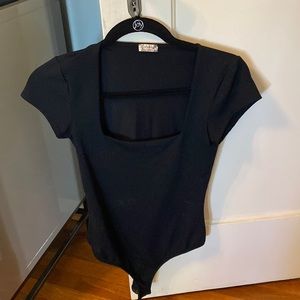 Small black square neck free people body suit